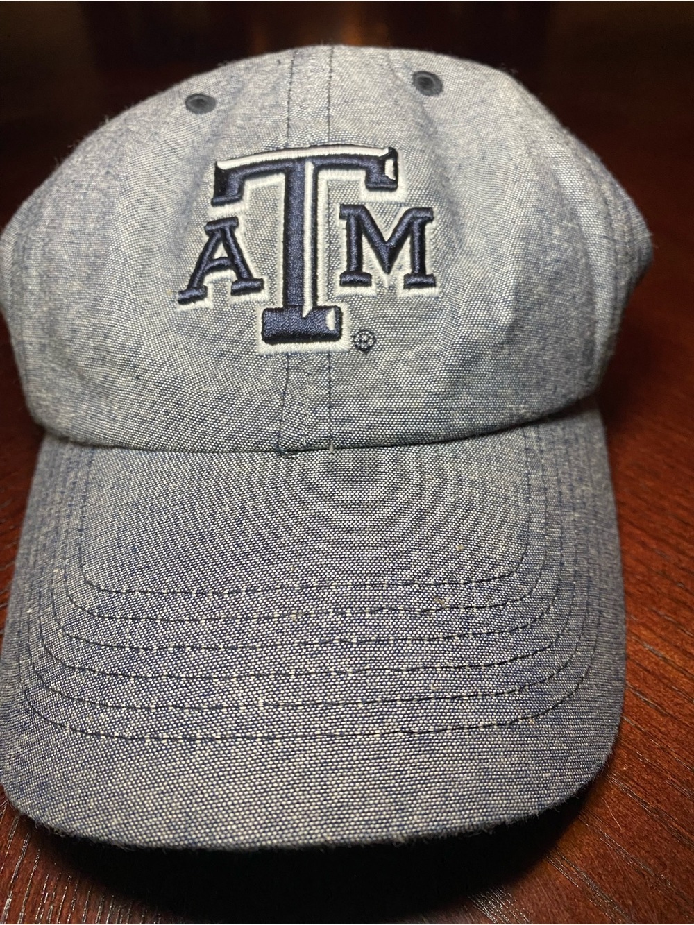 Texas A&M Embroidered Denim Baseball Cap - Light Gray
